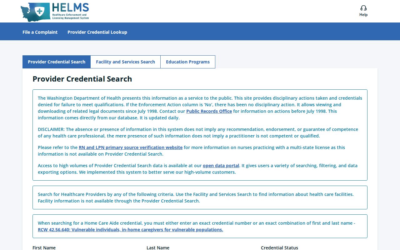 North Lynnwood people search with Washington health provider credential records